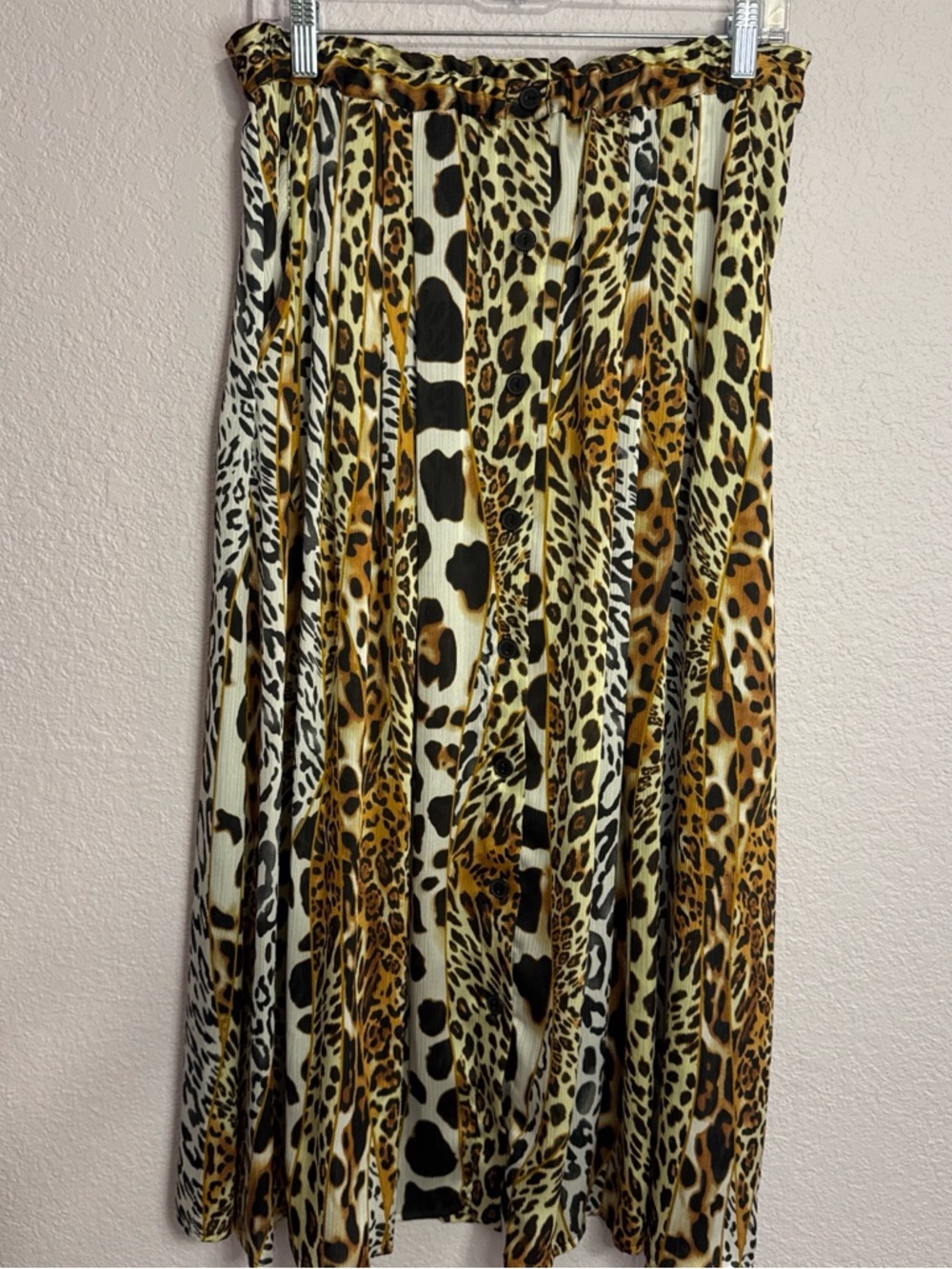 Peter Nygard Leopard Print Pleated Maxi Skirt - Brown, Black, Cream
